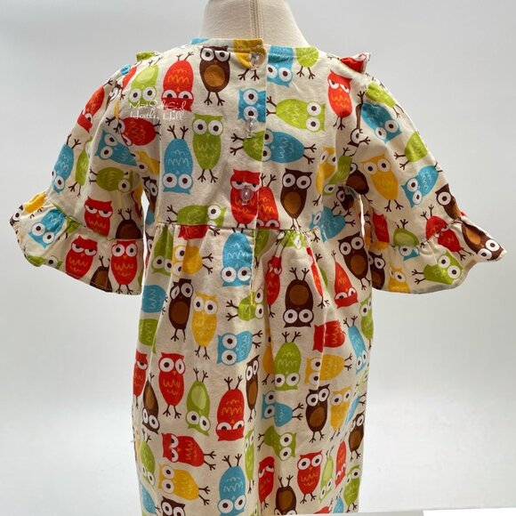 Soutern Sunshine Kids Owls Ruffle Cotton Dress 3T - Picture 5 of 7